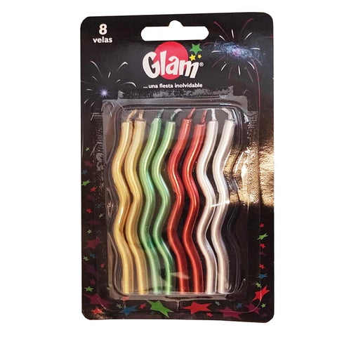 Vela Zig Zag Metalizada - 8 Unidades