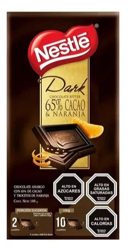 Chocolate Dark 65% Cacao y Naranja 100 gr
