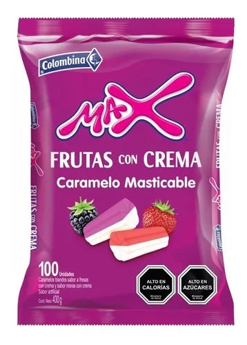 Masticable Max Fruta y Crema 100 unidades