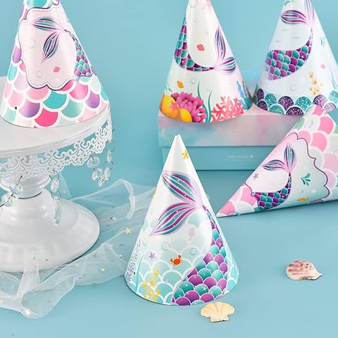 Gorro cumpleaños Sirena - 6 unidades