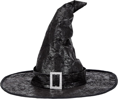 Sombrero Bruja Negro Glitter - 1 Unidad