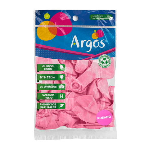Globo Liso Rosado N°9 - 25 Unidades
