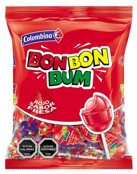 Chupete Bon Bon Bum Rojo Fresa 24 uni