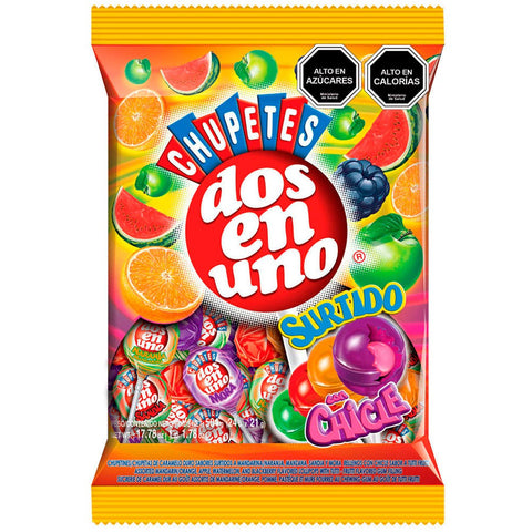Chupetes Frutales Surtidos con Chicle 432 grs